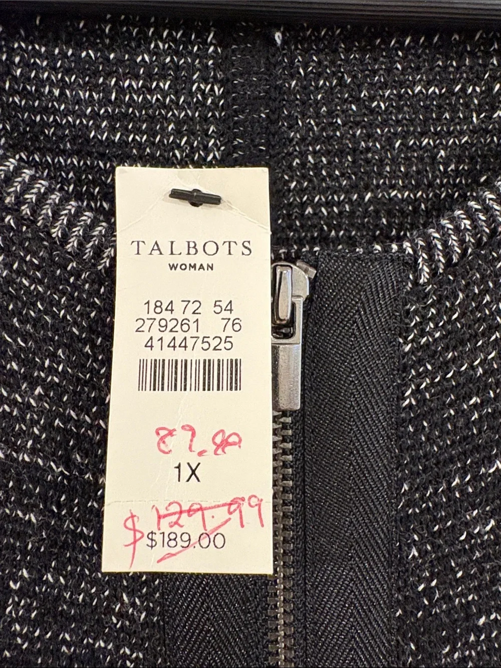 Talbots Black Marled Zip-Front Cardigan
